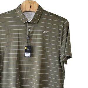 Good Good Golf Mens Stance Stripe Polo Shirt Olive Green GG1115R Size 2XL NEW